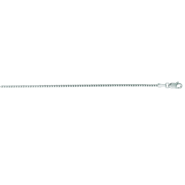 14K White Gold 1.1mm Classic Box 22 Chain with Lobster Lock