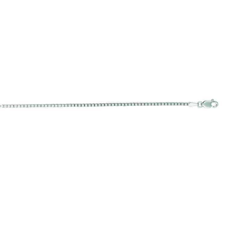 14K White Gold 1.4mm Classic Box 20 Chain with Lobster Lock