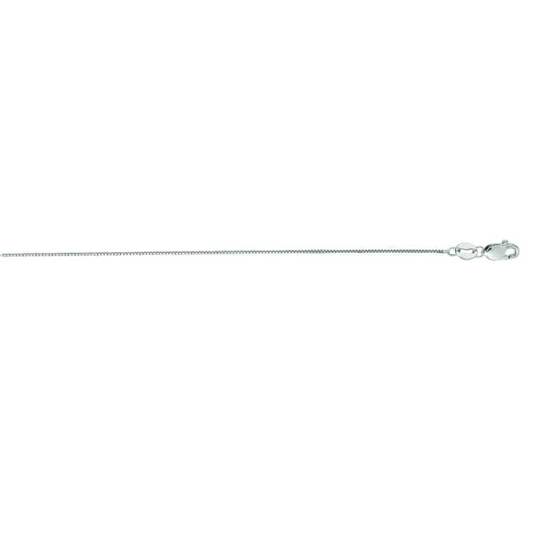 14K White Gold 0.6mm Classic Box 18 Chain with Lobster Lock