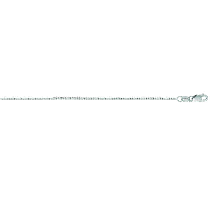 14K White Gold 1mm Octagonal Box 20 Chain with Lobster Lock