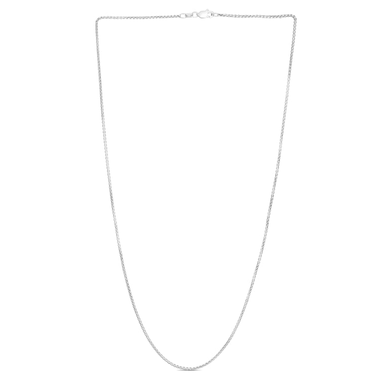 14K White Gold 1.3mm Lite Round Box 18 Chain with Lobster Lock