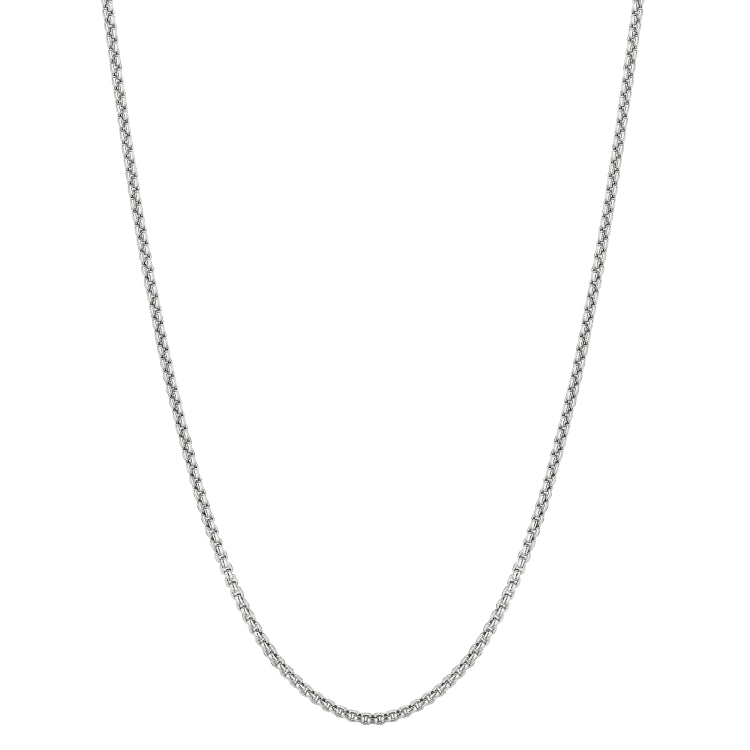 14K White Gold 1.8mm Lite Round Box 18 Chain with Lobster Lock