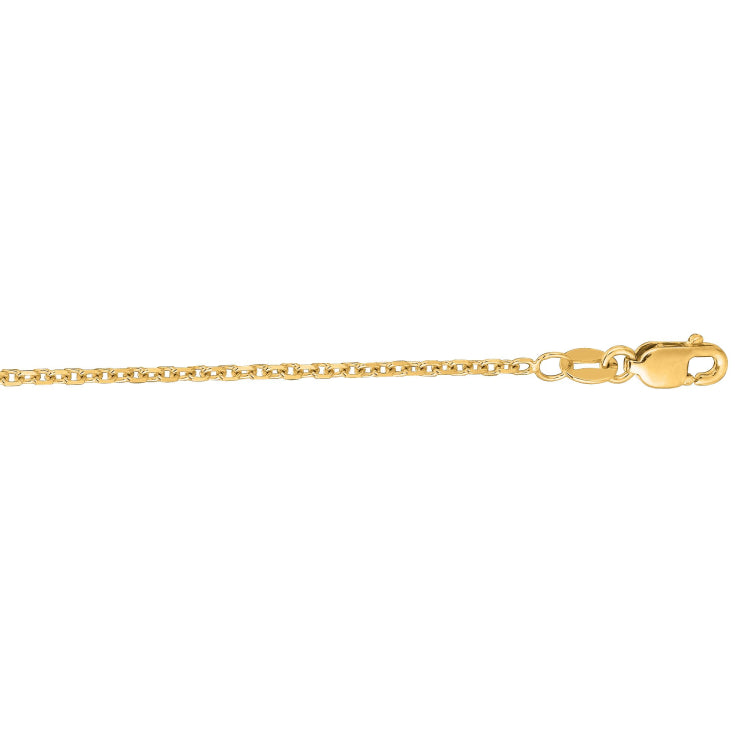 14K Yellow Gold 1.5mm Diamond Cut Cable 18 Chain with Lobster Lock