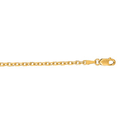 14K Yellow Gold 2.3mm Diamond Cut Cable 24 Chain with Lobster Lock