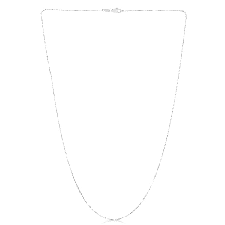 14K White Gold 0.87mm Diamond Cut Cable 16 Chain with Lobster Lock