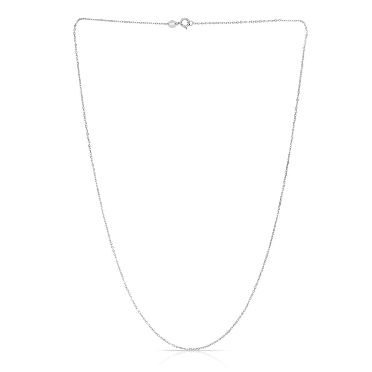 14K White Gold 1.1mm Diamond Cut Cable 20 Chain with Spring Ring