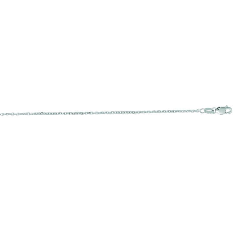 14K White Gold 1.5mm Diamond Cut Cable 16 Chain with Lobster Lock
