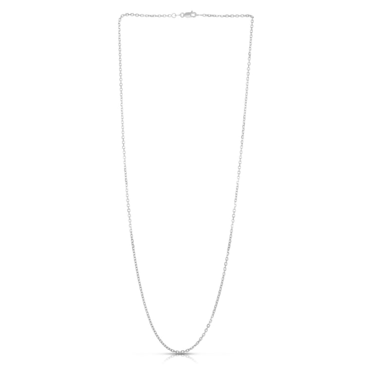 14K White Gold 1.9mm Diamond Cut Cable 30 Chain with Lobster Lock