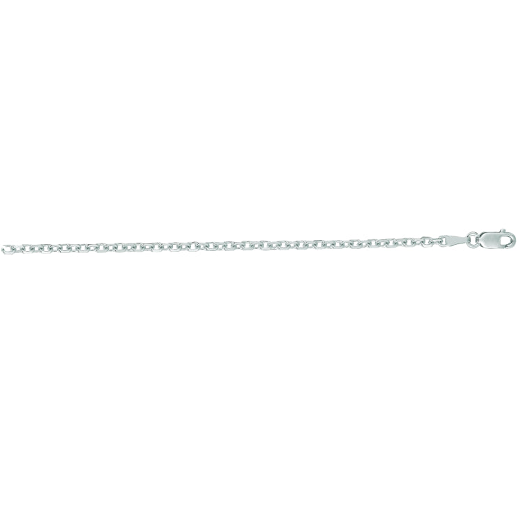 14K White Gold 2.3mm Diamond Cut Cable 18 Chain with Lobster Lock