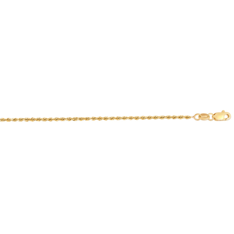 14K Yellow Gold 16 1.4mm Diamond Cut Royal Rope Chain with Lobster Lock
