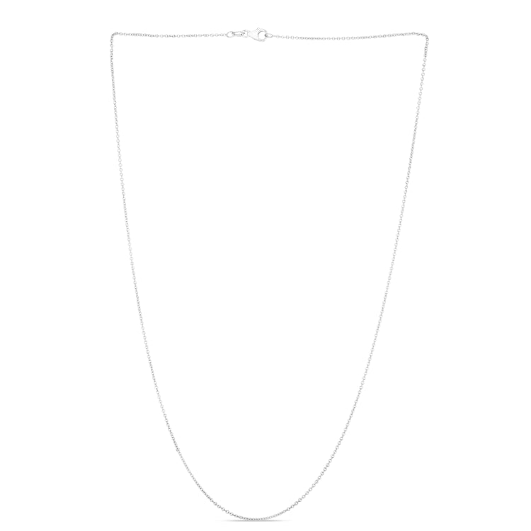 14K White Gold 1.2mm Oval Cable 20 Chain with Lobster Lock