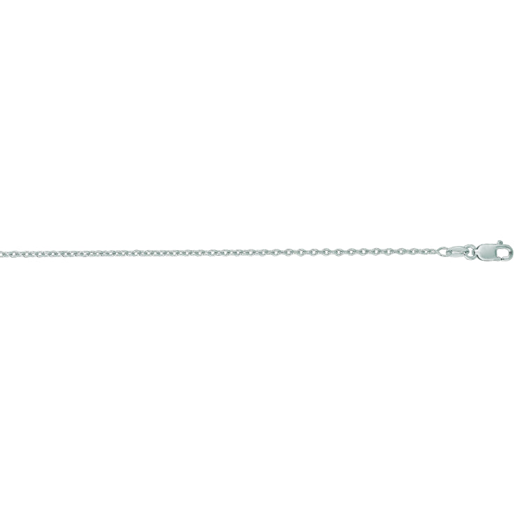 14K White Gold 1.5mm Oval Cable 17 Chain with Lobster Lock