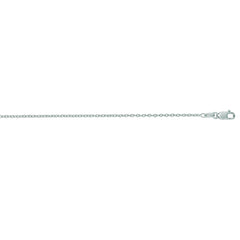 14K White Gold 1.5mm Oval Cable 17 Chain with Lobster Lock