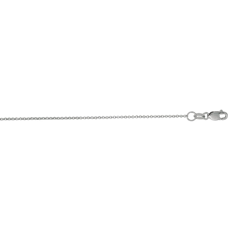 14K White Gold 1.1mm Diamond Cut Rolo 20 Chain with Lobster Lock