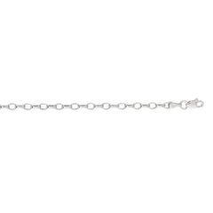 14K White Gold 3.2mm Lite Oval Rolo 18 Chain with Lobster Lock