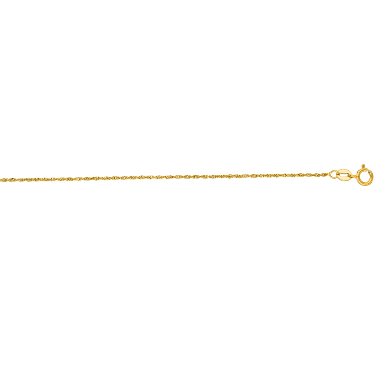 14K Yellow Gold 1.1mm Singapore 20 Chain with Spring Ring Clasp