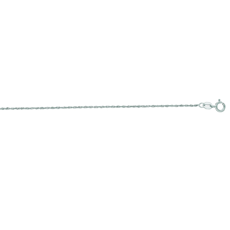 14K White Gold 1.1mm Singapore 20 Chain with Spring Ring Clasp