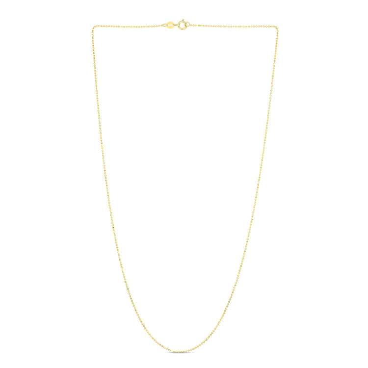 14K Yellow Gold 0.9mm Diamond Cut Bead 16 Chain with Spring Ring Clasp