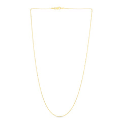 14K Yellow Gold 1.1mm Diamond Cut Bead 18 Chain with Lobster Lock