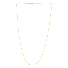 14K Yellow Gold 1.1mm Diamond Cut Bar and Bead 18 Chain with Lobster Lock