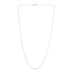 14K White Gold 0.9mm Diamond Cut Bead 16 Chain with Spring Ring Clasp