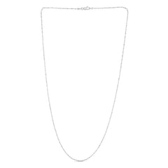 14K White Gold 1.1mm Diamond Cut Bar and Bead 16 Chain with Lobster Lock