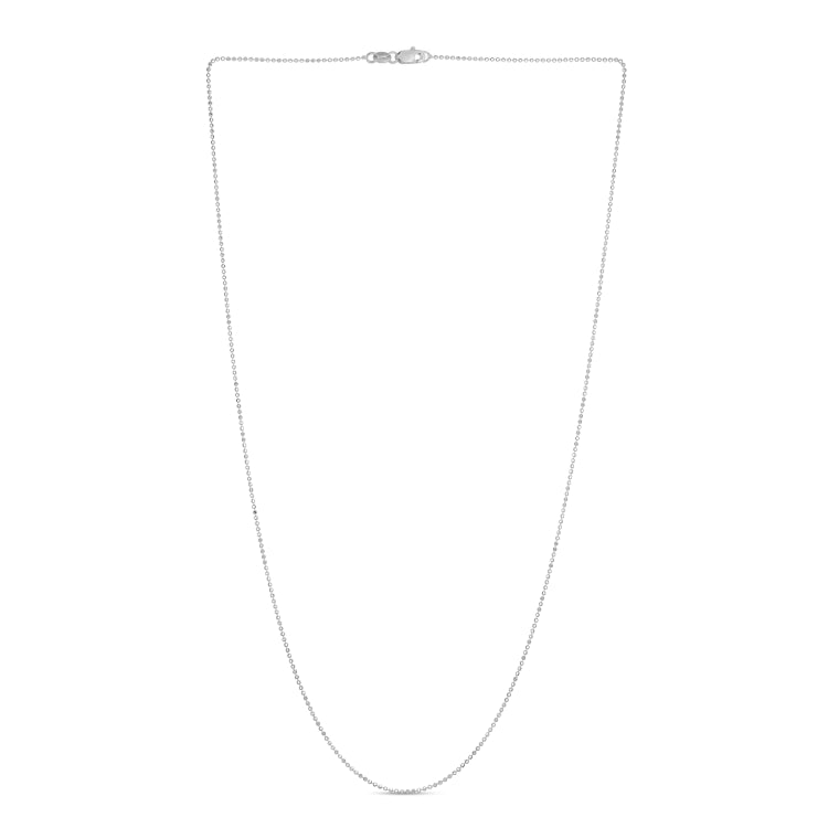 14K White Gold 0.9mm Diamond Cut Bead 18 Chain with Lobster Lock