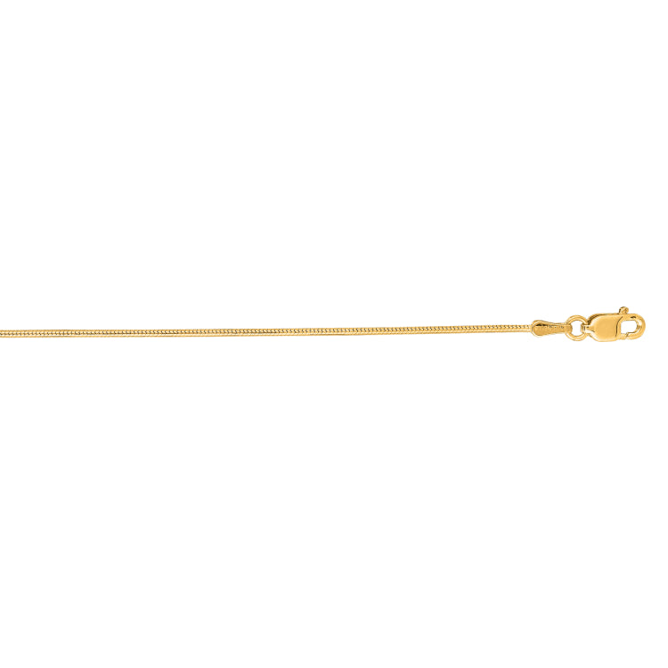 14K Yellow Gold 0.9mm Round Snake 16 Chain with Lobster Lock