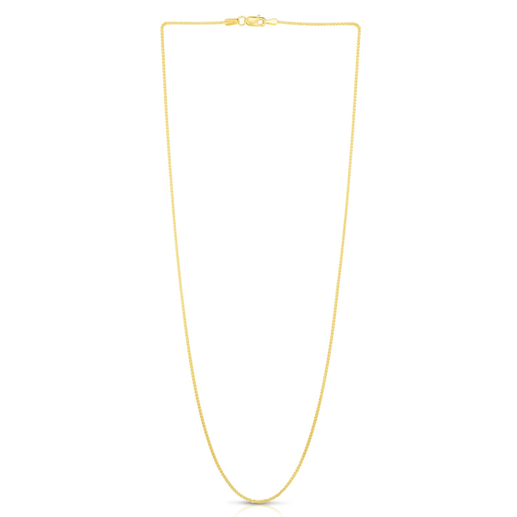 14K Yellow Gold 1mm Round Wheat 20 Chain with Lobster Lock