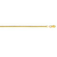 14K Yellow Gold 2.1mm Round Wheat 18 Chain with Lobster Lock