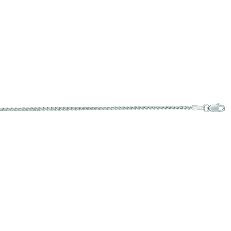 14K White Gold 1.5mm Round Wheat 30 Chain with Lobster Lock