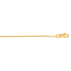 14K Yellow Gold 1.1mm Diamond Cut Round Wheat 16 Chain with Lobster Lock