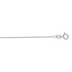 14K White Gold 0.6mm Diamond Cut Round Wheat 20 Chain with Spring Ring