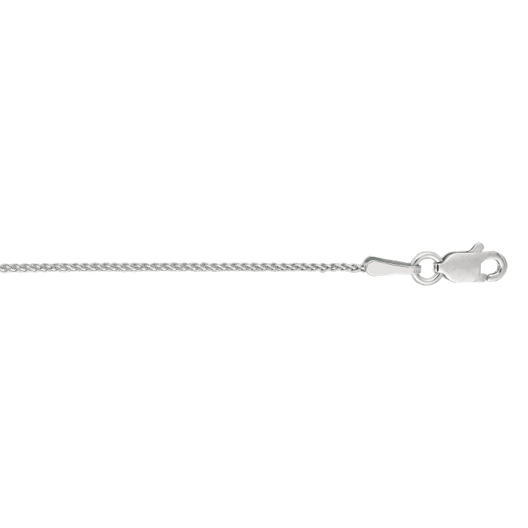 14K White Gold 1mm Diamond Cut Round Wheat 16 Chain with Lobster Lock