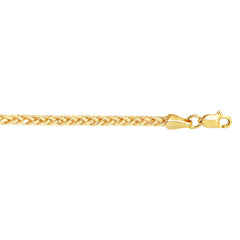 14K Yellow Gold 20 2.7mm Diamond Cut Lite Round Wheat Chain with Lobster Lock