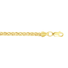14K Yellow Gold 18 3.15mm Diamond Cut Lite Round Wheat Chain with Lobster Lock
