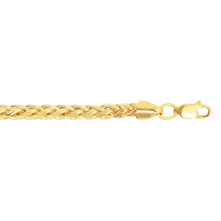 14K Yellow Gold 22 4.1mm Diamond Cut Lite Round Wheat Chain with Lobster Lock