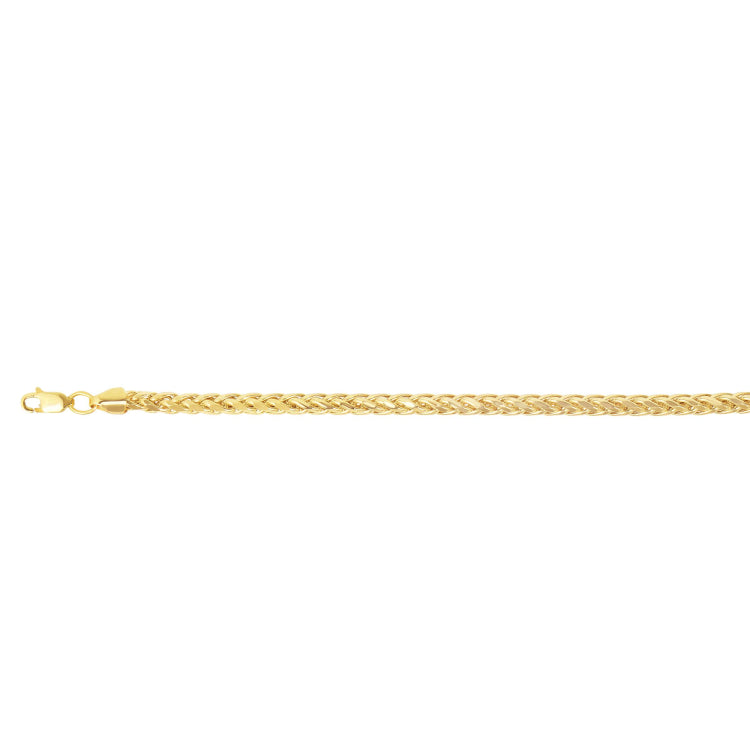 14K Yellow Gold 24 5.3mm Diamond Cut Lite Round Wheat Chain with Lobster Lock