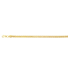 14K Yellow Gold 24 5.3mm Diamond Cut Lite Round Wheat Chain with Lobster Lock