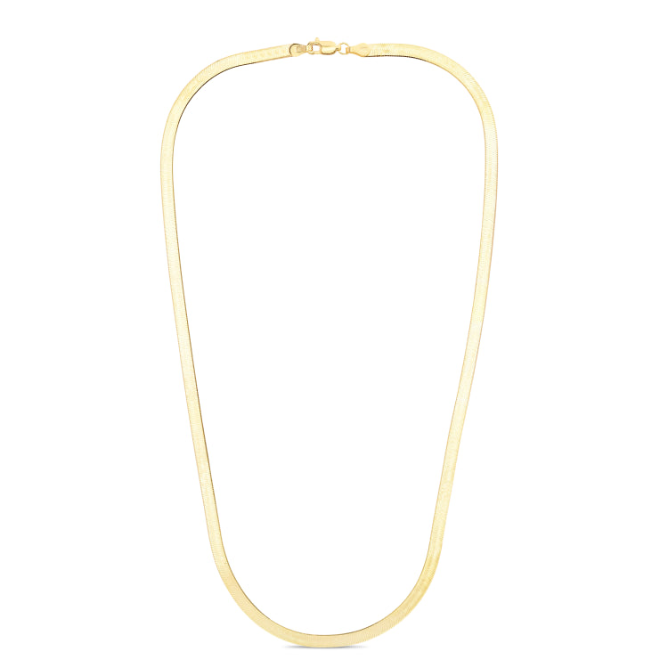 14K Yellow Gold 24 4mm Imperial Herringbone Chain with Lobster Lock