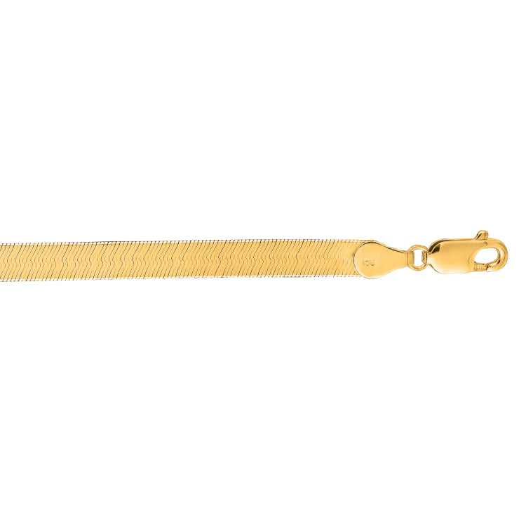 14K Yellow Gold 5mm Imperial Herringbone 8 Chain Bracelet with Lobster Lock