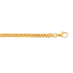 14K Yellow Gold 4.4mm Semi-Solid Square Franco 8.75 Chain Bracelet with Lobster Lock