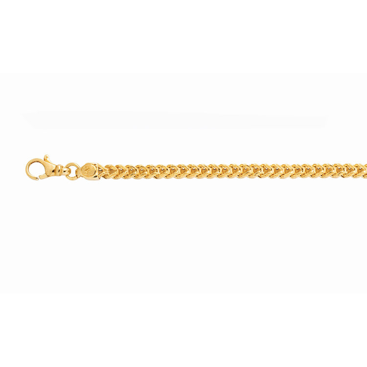 14K Yellow Gold 22 5.3mm Semi-Solid Square Franco Chain with Lobster Lock
