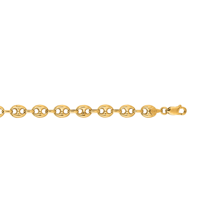 14K Yellow Gold 11mm Lite Puffed Mariner 24 Chain with Lobster Lock