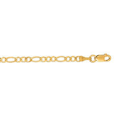 14K Yellow Gold 3.1mm Figaro 7 Chain Bracelet with Lobster Lock