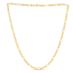 14K Yellow Gold 7 3.8mm Figaro Chain Bracelet with Lobster Lock