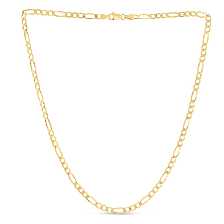 14K Yellow Gold 22 3.8mm Figaro Chain with Lobster Lock