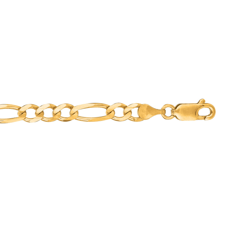 14K Yellow Gold 4.5mm Figaro 7 Chain Bracelet with Lobster Lock