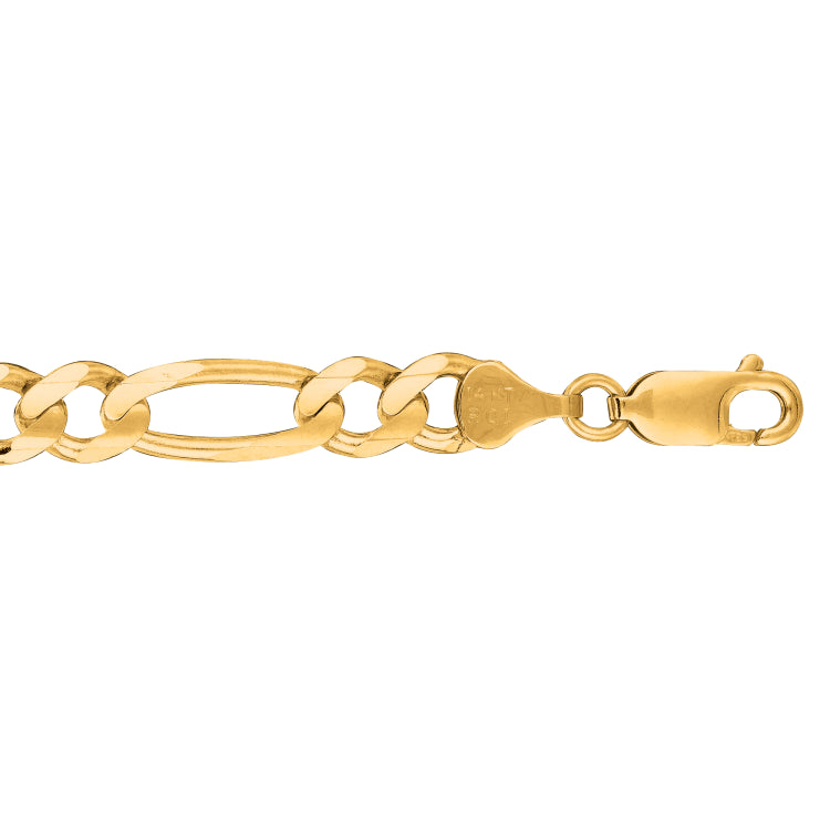 14K Yellow Gold 7mm Figaro 30 Chain with Lobster Lock