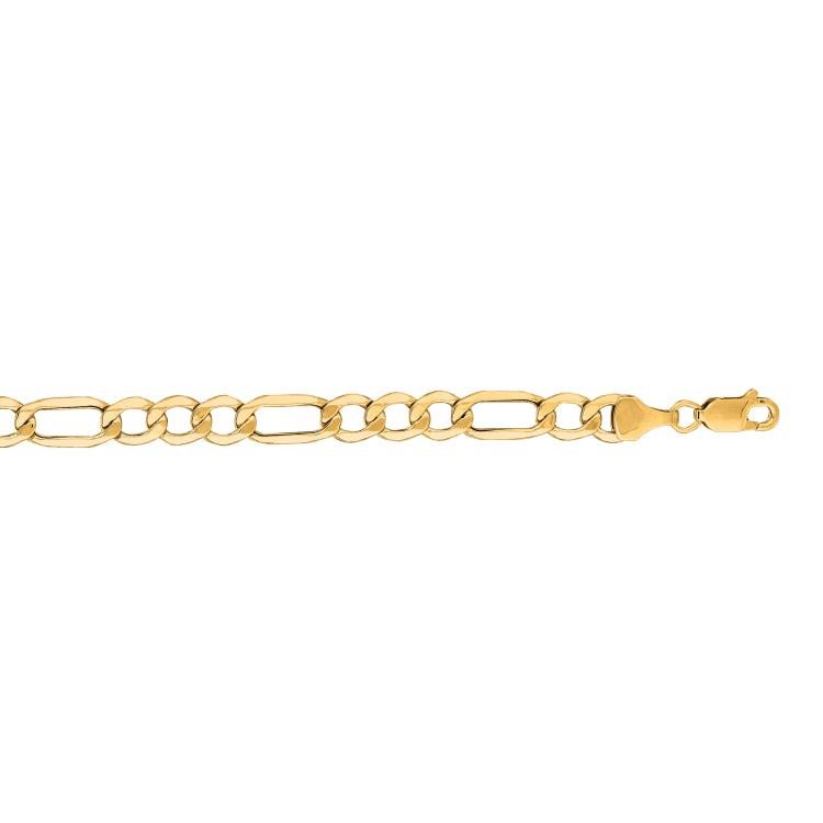 14K Yellow Gold 6.6mm Lite Figaro 24 Chain with Lobster Lock